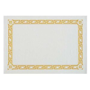 Service Placemats, Greek Key Emboss w/ Gold Border