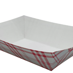 3lb Red Plaid Food Tray